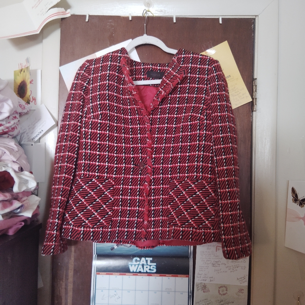 TALBOTS Twill Check Jacket Blazer - Size 4 - Picture 4 of 9